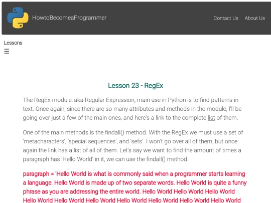 Lesson 23 - RegEx screenshot