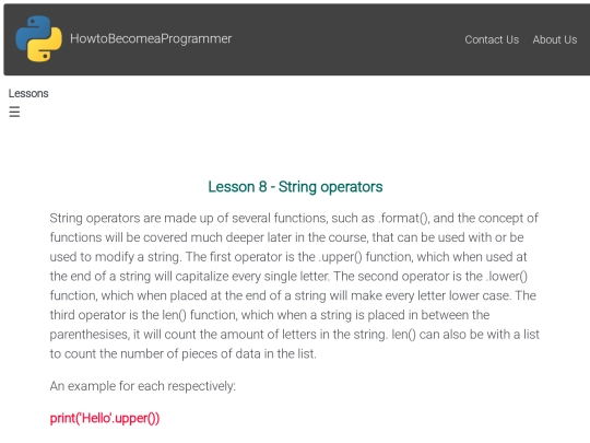Lesson 8 - String operators screenshot