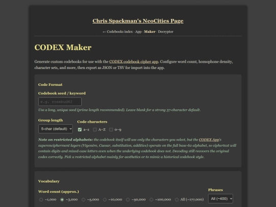 codebooks/maker screenshot