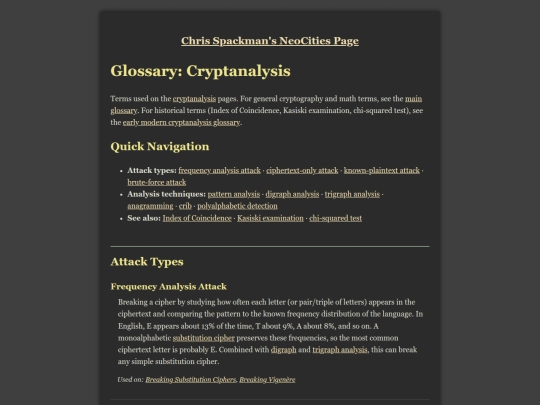 cryptanalysis/glossary screenshot