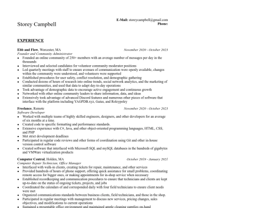 resume screenshot