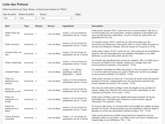 liste/potion/listepotion screenshot