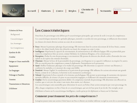 regles/creationperso/caracteristiques screenshot