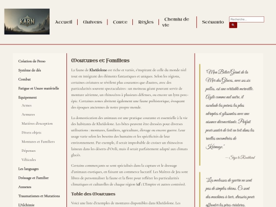 regles/equipements/montures screenshot