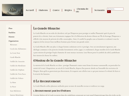 univers/organisations/gardeblanche screenshot