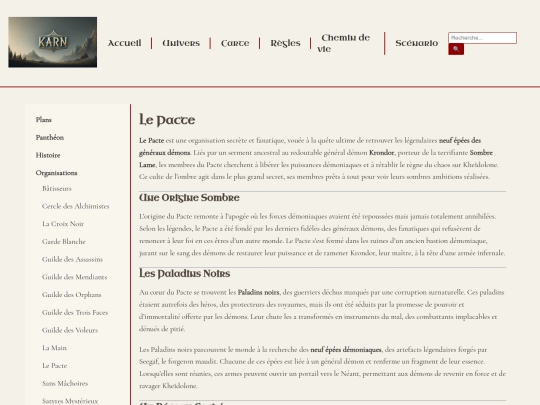univers/organisations/pacte screenshot