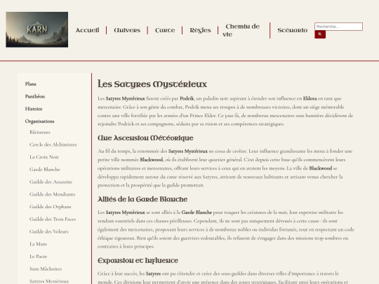 univers/organisations/satyresmystérieux screenshot
