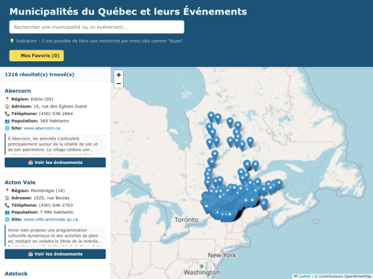 Tout QC Muni act et web/geo screenshot