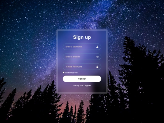 project1/signup form screenshot