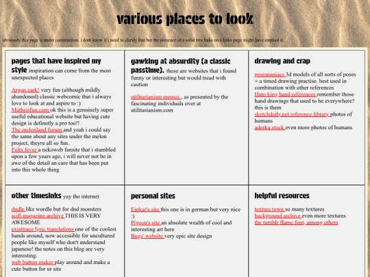 links screenshot