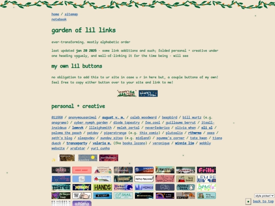 links screenshot
