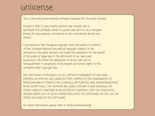 credits/unlicense screenshot