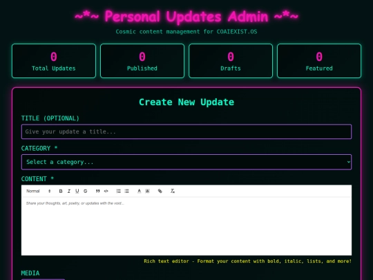 admin/hubs/personal-updates-admin screenshot