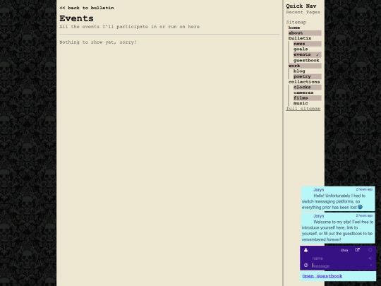 bulletin/events screenshot