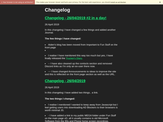 changelog screenshot