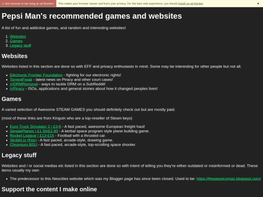 links screenshot
