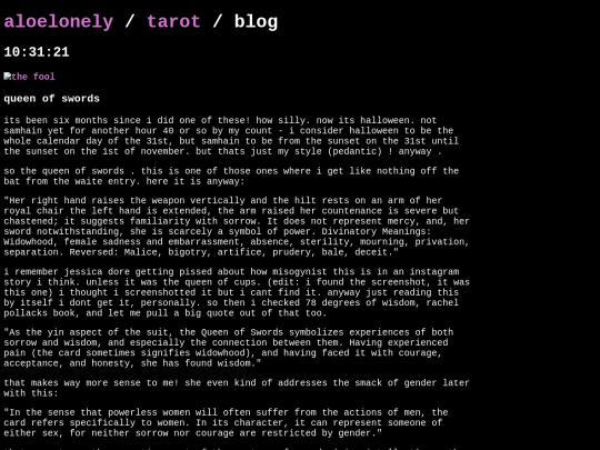 tarot/blog screenshot