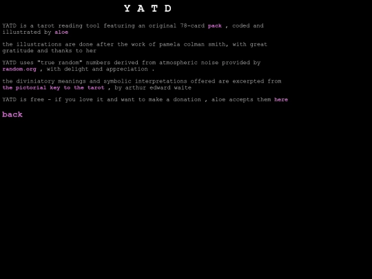 tarot/info screenshot