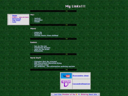 links screenshot