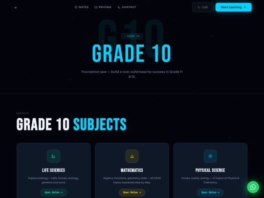 Grade_10_Welcome_Page screenshot