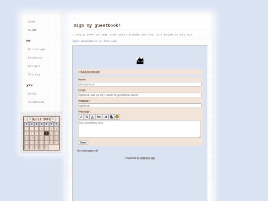guestbook screenshot