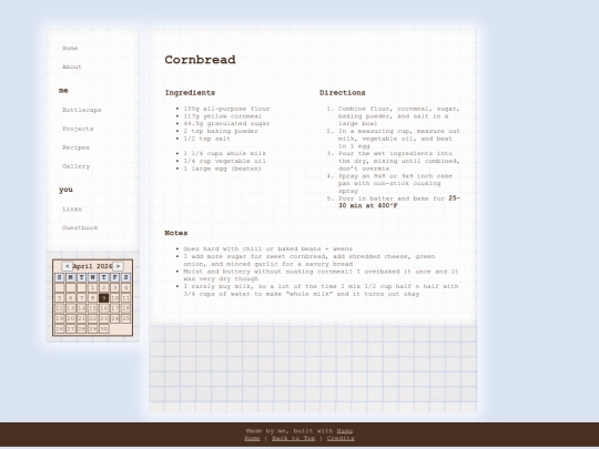 recipes/cornbread screenshot