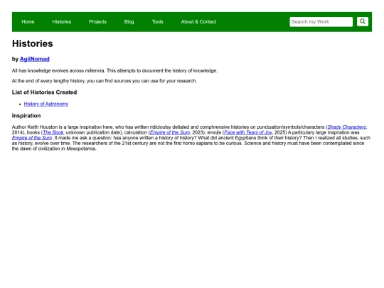 histories screenshot