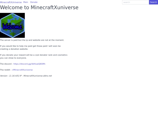 MinecraftXuniverse - Home screenshot