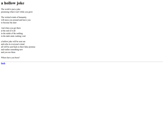 poems/ahollowjoke screenshot