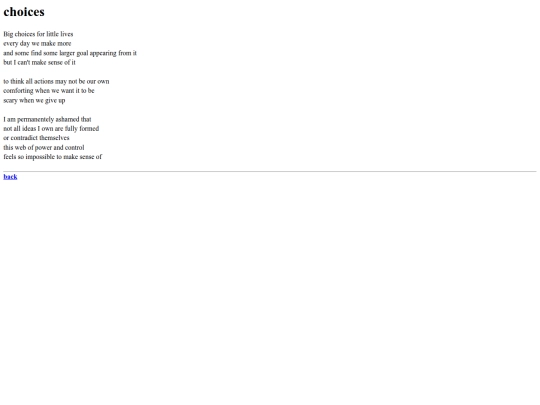 poems/choices screenshot