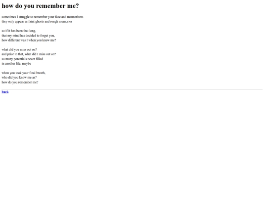poems/howdoyourememberme screenshot
