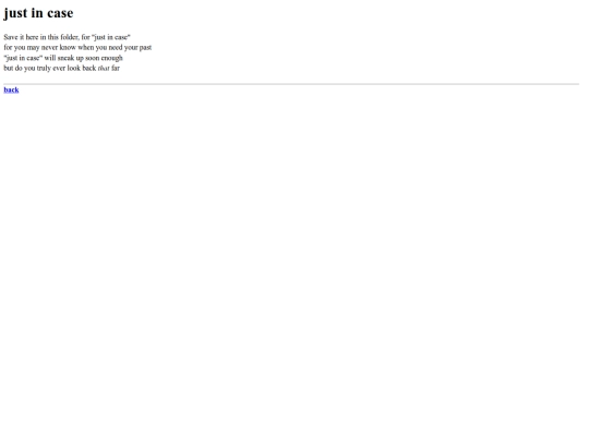 poems/justincase screenshot