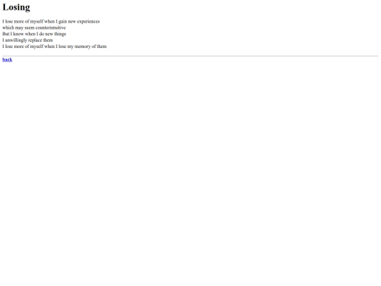 poems/losing screenshot