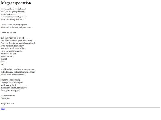 poems/megacorporation screenshot