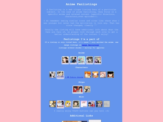 weeb/anime/fanlistings screenshot