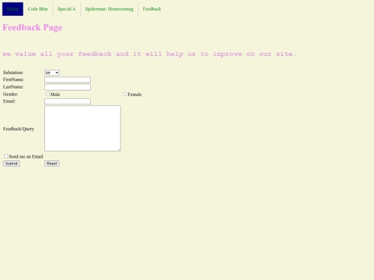 Feedback screenshot