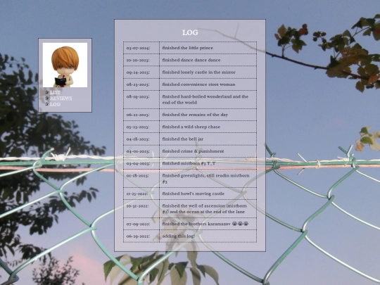 books/log screenshot