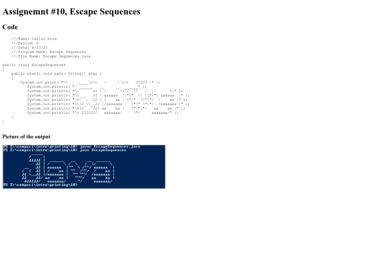 intro/printing/10/EscapeSequences screenshot