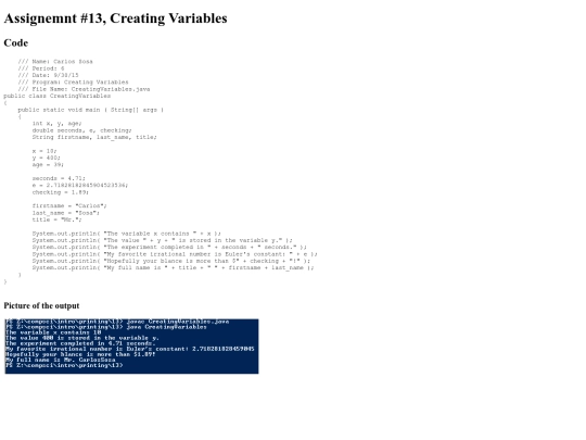 intro/printing/13/CreatingVariables screenshot