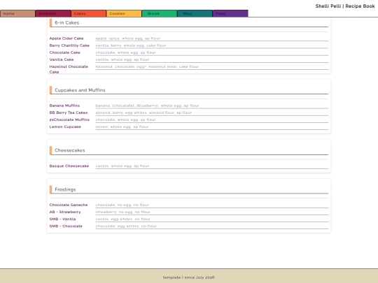 recipebook/cakes screenshot
