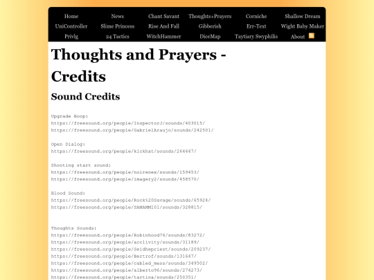 ThoughtsAndPrayers/Credits screenshot