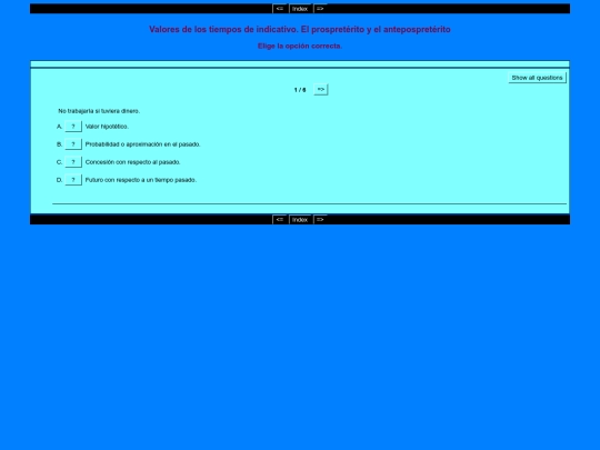 Didactica_Gramatica/Indicativo_Prospreterito_Quiz screenshot