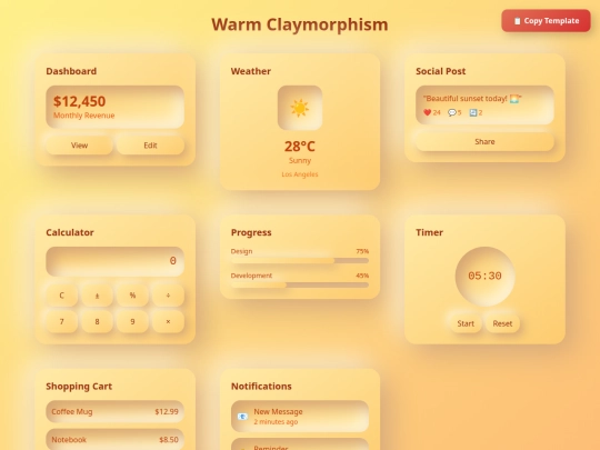 claymorphismtemplate2 screenshot