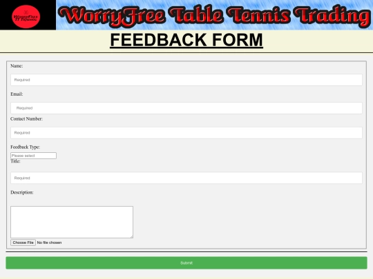 FeedbackForm screenshot