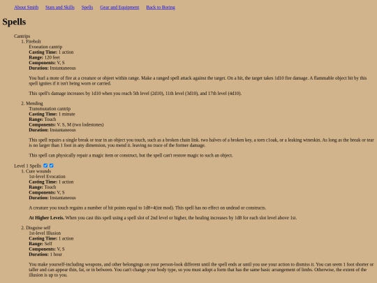 Spells screenshot