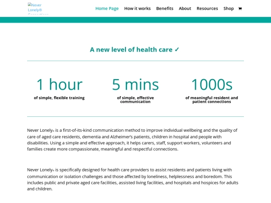 Never Lonely® Connections _ A new level of healthcare screenshot