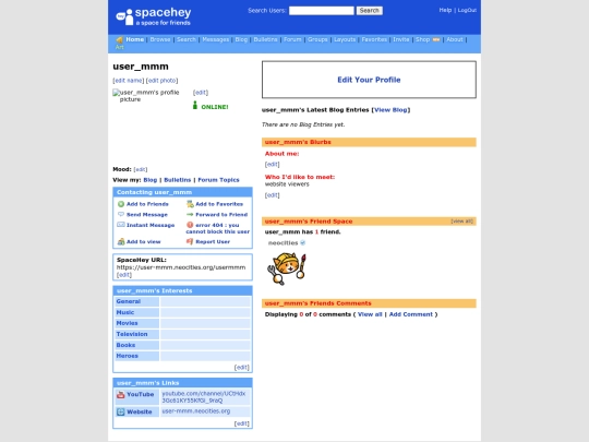 myspaceprofile screenshot