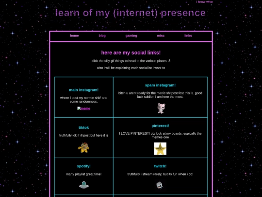 links screenshot