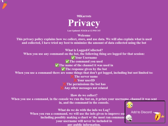 98karrots/privacy screenshot
