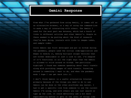 11-1-21-Gemini-Response screenshot